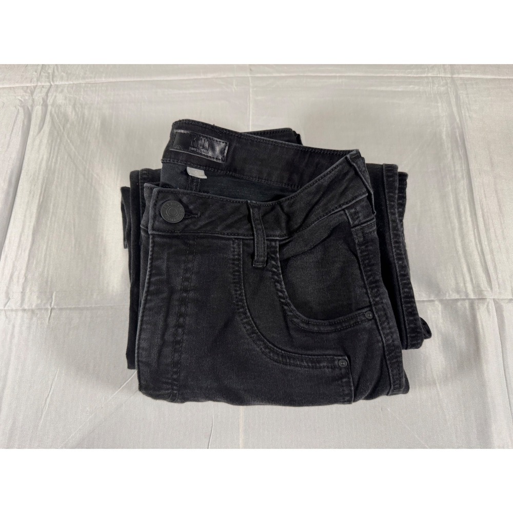 KUT from the Kloth Glittering Womens Black Wide Leg High Rise Denim Jeans Size 8